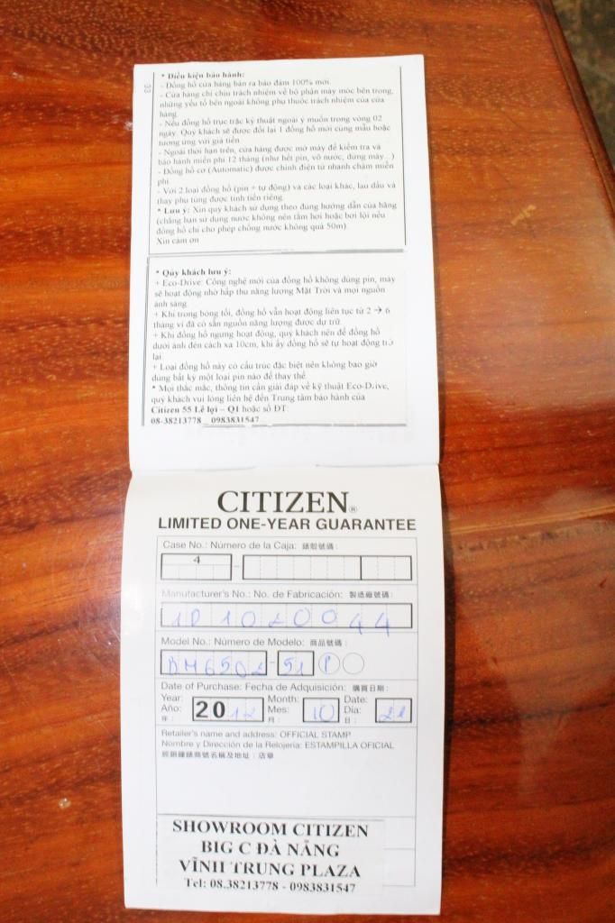 :::::::: Citizen Eco Drive - Nam ..... chính hãng Full GOLD ( giấy tờ đầy đủ )::::: - 8