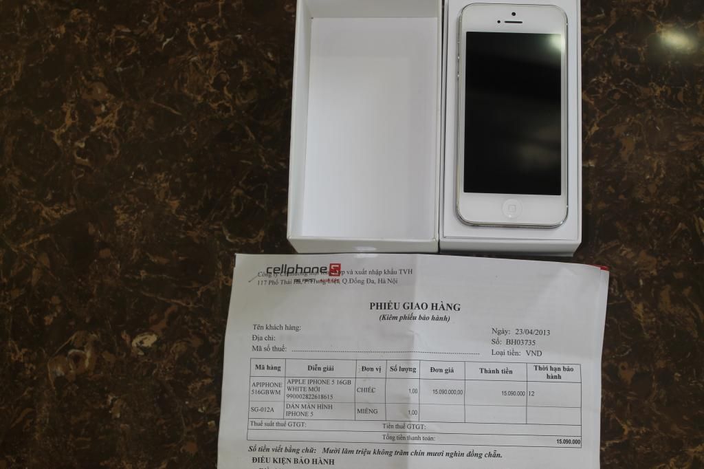 .................Cần bán IPHONE 5 Màu Trắng hàng Cellphones mới 98% .................