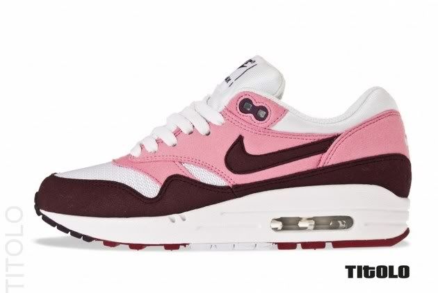 Nike Wmns Air Max 1 - Pink Cooler/Red Mahagony - White - Gym Red - 2
