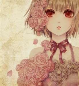 anime girl brown hair red eyes Pictures, Images and Photos