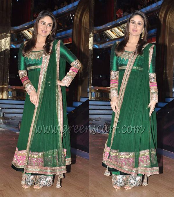 Green Unstitched Bollywood Replica Partywear Salwar Kameez Suit Kareena 