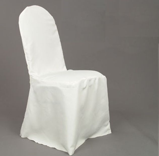50 WHITE HEAVY DUTY POLYESTER BANQUET ROUND TOP CHAIR COVER  