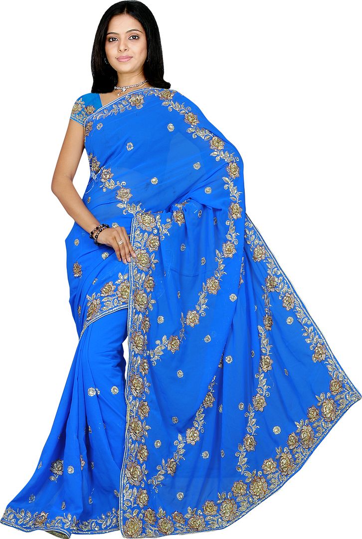 NW Bollywood Partywear Sequin Embroidery Saree Sari Bellydance Costume