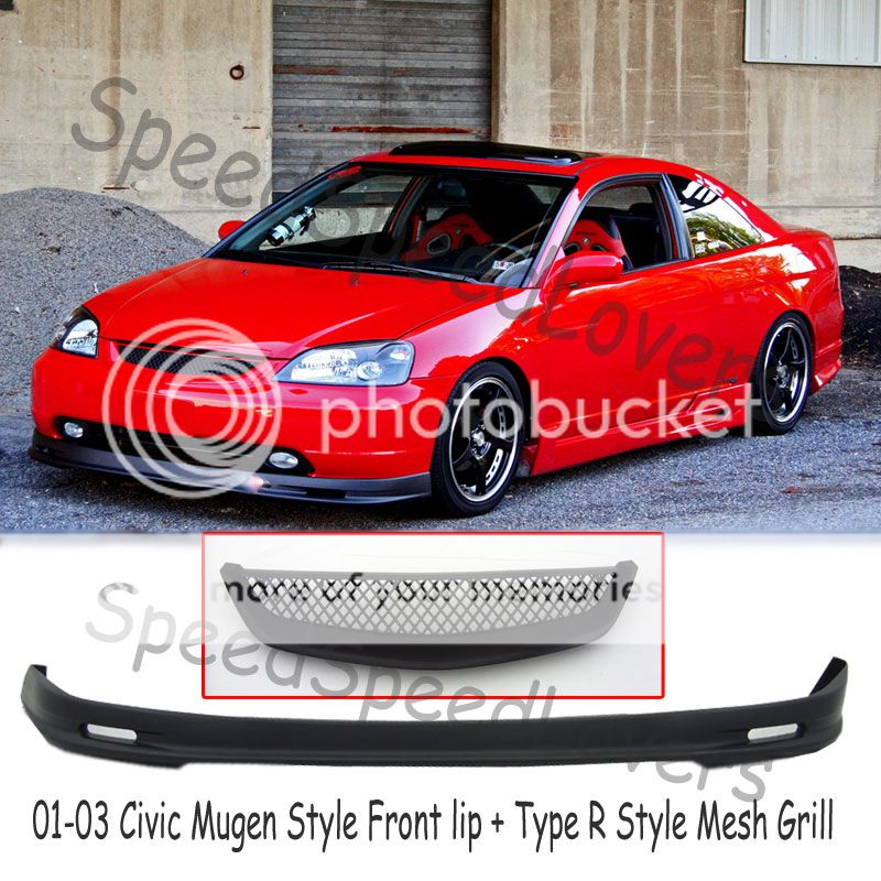 01 03 Civic JDM Mugen Front Bumper Lip Grill 2 Doors Coupe