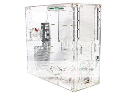   Acrylic Mid tower Computer ATX Case w/ 3 LED Fans, Front USB  