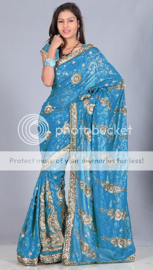 bollywood Indien Braut Hochzeits Stickerei Sari Saree kleid Bauchtanz 