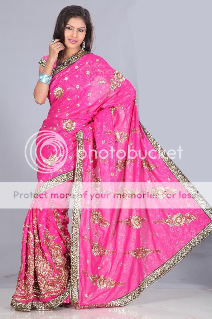 Rose fuchsia Indien Sari Saree Ventre Danse ROBE Stoff  